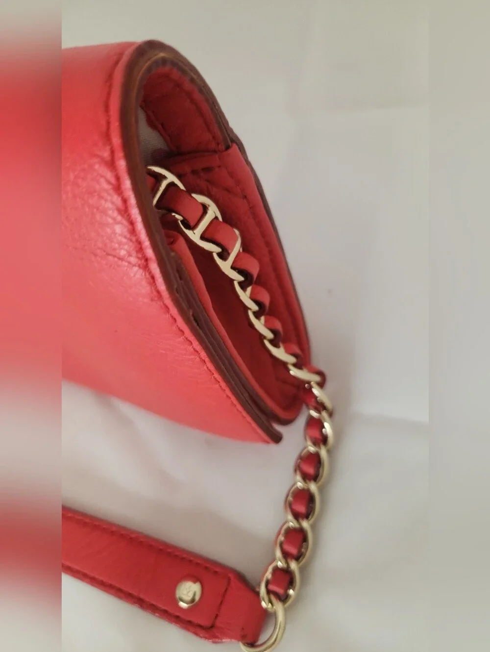 kate spade Coral Red Leather Shoulder Bag with Gold Turn-Lock